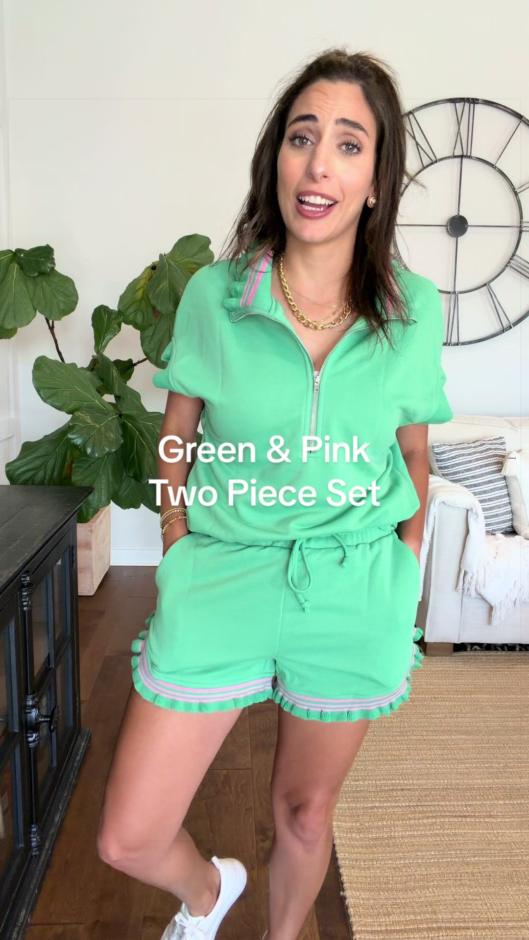This matching set is giving expensive boutique vibes without the boutique price tag. The perfect summer matching set for travel, errands, brunch, vacation, and everyday wear. This two-piece shorts set is lightweight, comfortable, flattering, and looks way more expensive than it actually is. One of my favorite fashion finds this season.
