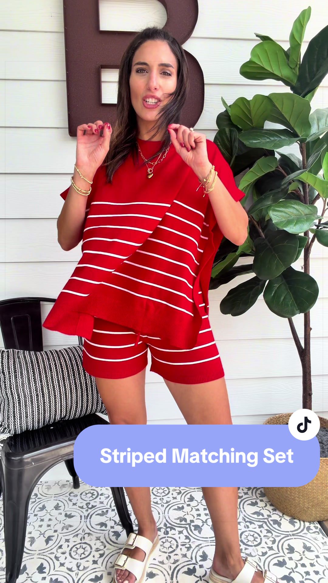 striped lounge set 💕✨ The ultimate cozy chic matching set! Two-piece knit set, striped short set, oversized lounge set, casual summer outfit, vacation outfit, travel outfit, comfy matching set, resort wear, relaxed fit outfit, lightweight knit set, everyday loungewear, airport outfit, trendy boutique fashion, effortless style, spring fashion, summer fashion, women’s matching set, comfortable and cute outfit. This striped matching set is the definition of comfy meets cute! 💕✨ Perfect for lounging, running errands, vacation days, travel, beach trips, or casual weekends. The oversized top and matching shorts make it an effortless outfit you’ll reach for again and again!