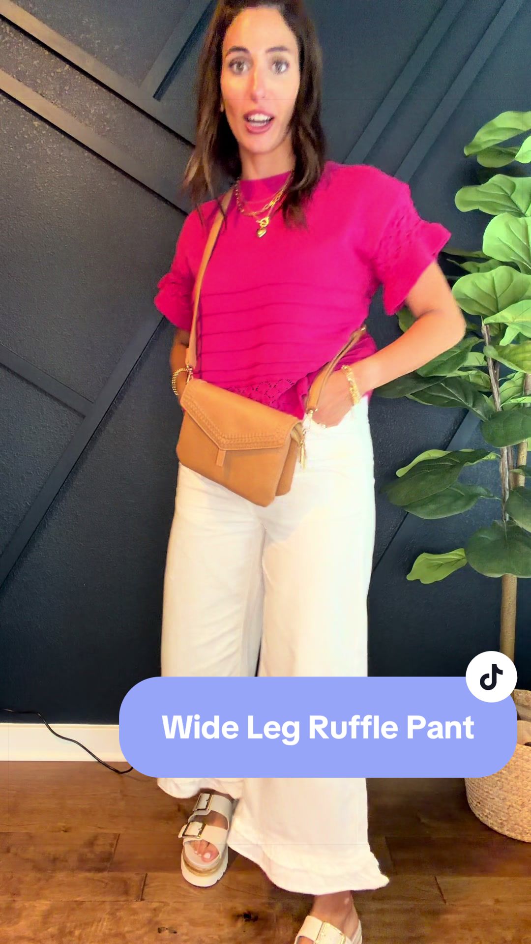 White ruffle hem pants 🤍✨ The perfect statement pant for spring and summer! Wide leg pants, ruffle hem trousers, white flowy pants, resort wear, vacation outfit, beach vacation style, coastal grandmother fashion, boho chic outfit, boutique fashion, casual elegant style, high waisted pants, lightweight summer pants, brunch outfit, vacation wardrobe essentials, feminine fashion, trendy women’s clothing. These white ruffle hem pants are absolutely stunning! 🤍✨ The flowy wide-leg fit, feminine ruffle detail, and lightweight fabric make them perfect for vacations, brunch dates, beach trips, spring events, and summer outfits. Such a unique piece that instantly elevates any look!