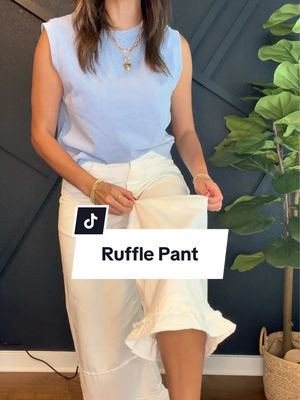 White ruffle hem pants 🤍✨ The perfect statement pant for spring and summer! Wide leg pants, ruffle hem trousers, white flowy pants, resort wear, vacation outfit, beach vacation style, coastal grandmother fashion, boho chic outfit, boutique fashion, casual elegant style, high waisted pants, lightweight summer pants, brunch outfit, vacation wardrobe essentials, feminine fashion, trendy women’s clothing. These white ruffle hem pants are absolutely stunning! 🤍✨ The flowy wide-leg fit, feminine ruffle detail, and lightweight fabric make them perfect for vacations, brunch dates, beach trips, spring events, and summer outfits. Such a unique piece that instantly elevates any look!