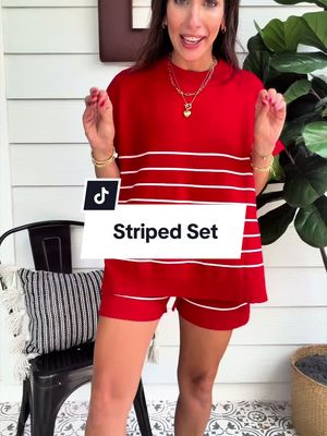 striped lounge set 💕✨ The ultimate cozy chic matching set! Two-piece knit set, striped short set, oversized lounge set, casual summer outfit, vacation outfit, travel outfit, comfy matching set, resort wear, relaxed fit outfit, lightweight knit set, everyday loungewear, airport outfit, trendy boutique fashion, effortless style, spring fashion, summer fashion, women’s matching set, comfortable and cute outfit. This striped matching set is the definition of comfy meets cute! 💕✨ Perfect for lounging, running errands, vacation days, travel, beach trips, or casual weekends. The oversized top and matching shorts make it an effortless outfit you’ll reach for again and again!