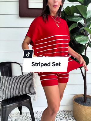 This striped matching set is the definition of comfy meets cute! 💕✨ Perfect for lounging, running errands, vacation days, travel, beach trips, or casual weekends. The oversized top and matching shorts make it an effortless outfit you’ll reach for again and again!
