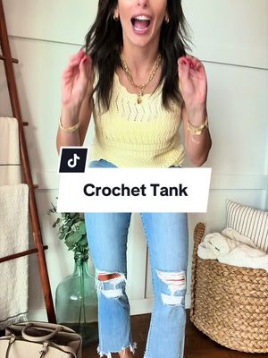 PrettyGarden crochet tank top 💛✨ The perfect spring and summer staple! Crochet knit tank, sleeveless sweater top, boho tank top, lightweight summer top, scalloped trim top, eyelet knit top, vacation outfit, beach vacation style, resort wear, casual chic fashion, boutique clothing, feminine summer fashion, layering piece, everyday outfit, coastal style, effortless summer look. This PrettyGarden crochet tank is such a cute summer find! 💛✨ The delicate crochet knit, scalloped edges, and lightweight feel make it perfect for vacations, beach trips, brunch dates, concerts, and everyday summer outfits. Easy to dress up or down all season long!