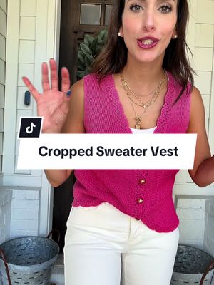 💗 This cropped pink sweater vest is the perfect lightweight summer layering piece. Paired with white jeans and gold accessories for an easy, elevated summer outfit that’s cute, comfortable, and on trend.
