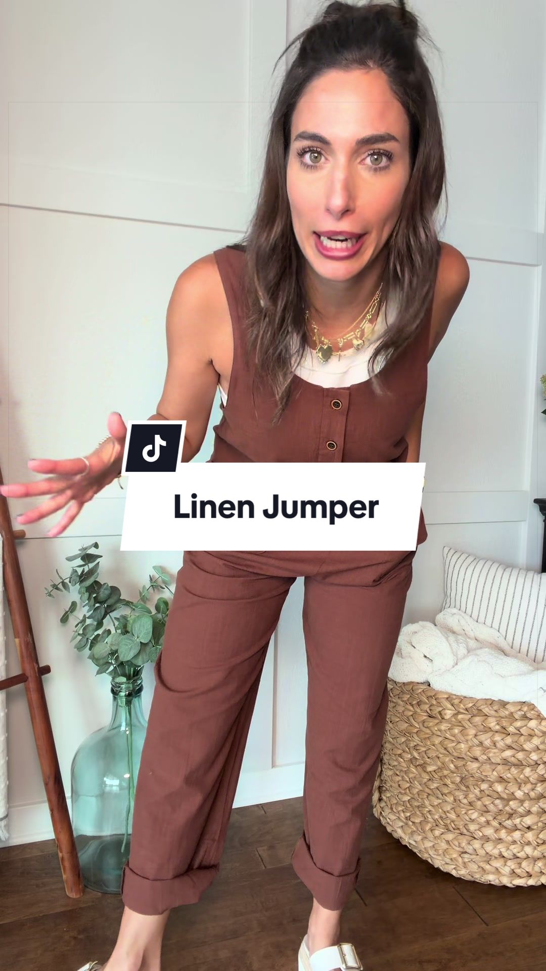 The cutest little linen jumper with buttons!