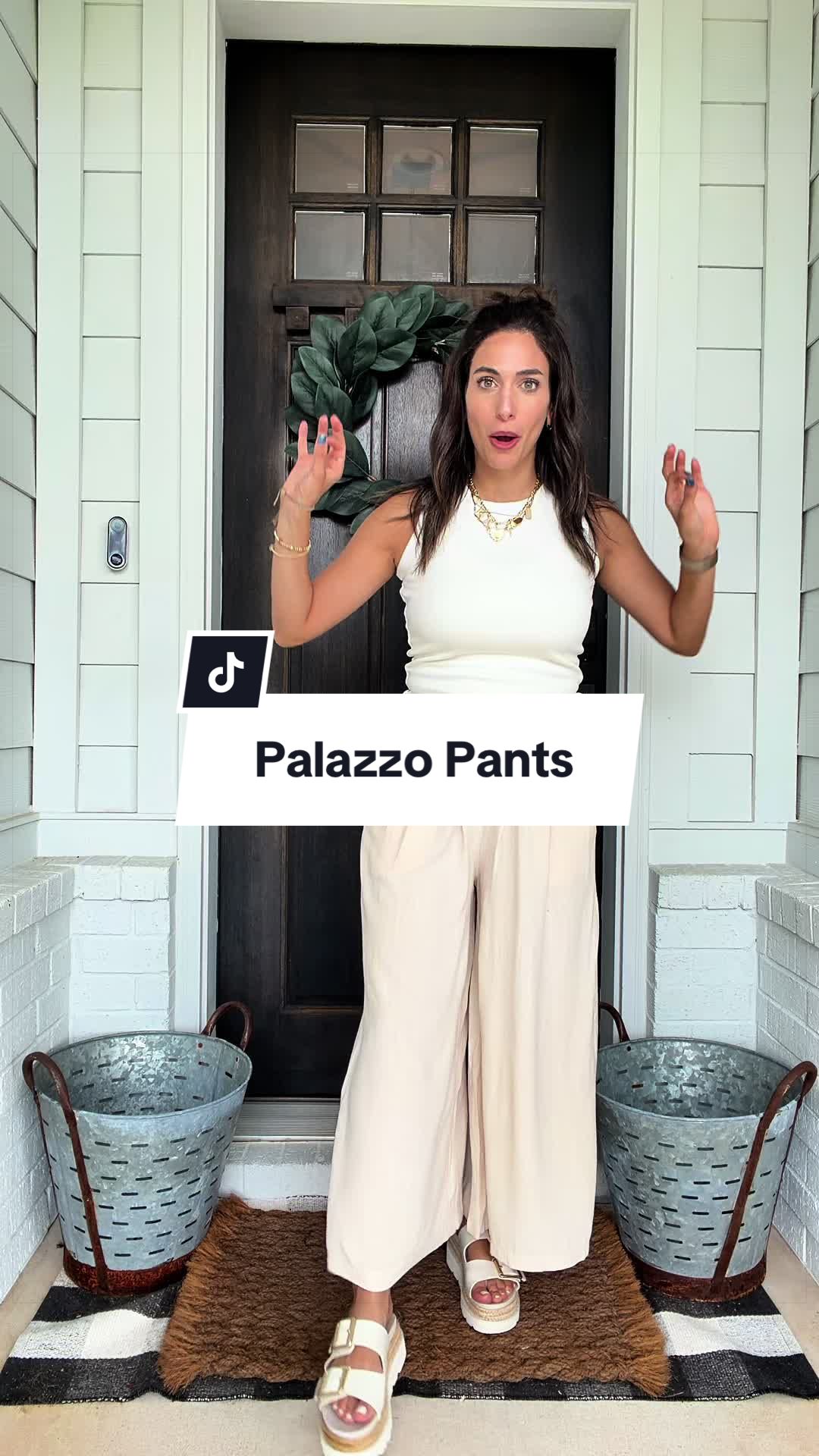 Stretchy waist linen palazzo pants with pleats!