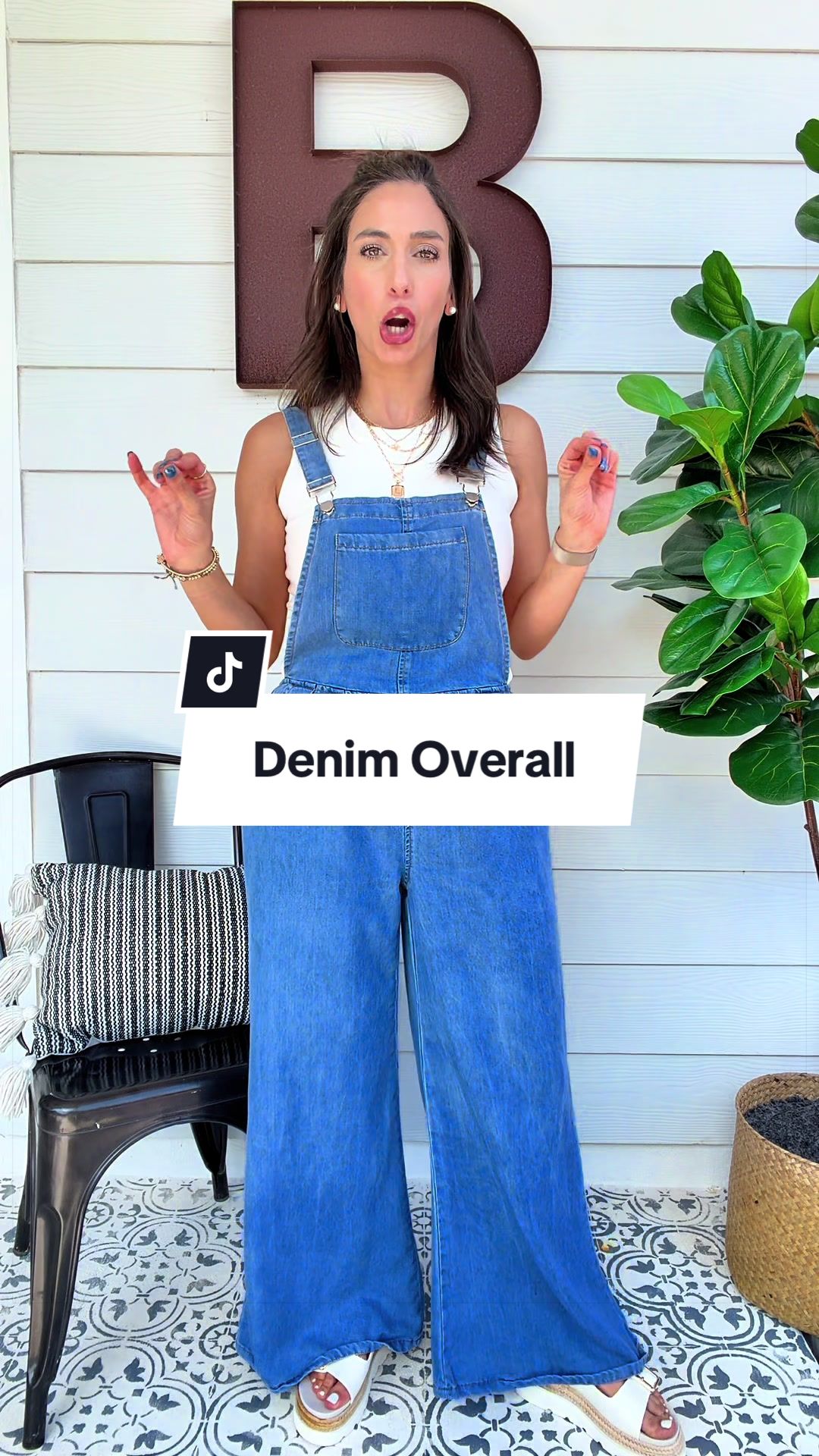 Wide leg denim overalls with pleat details!