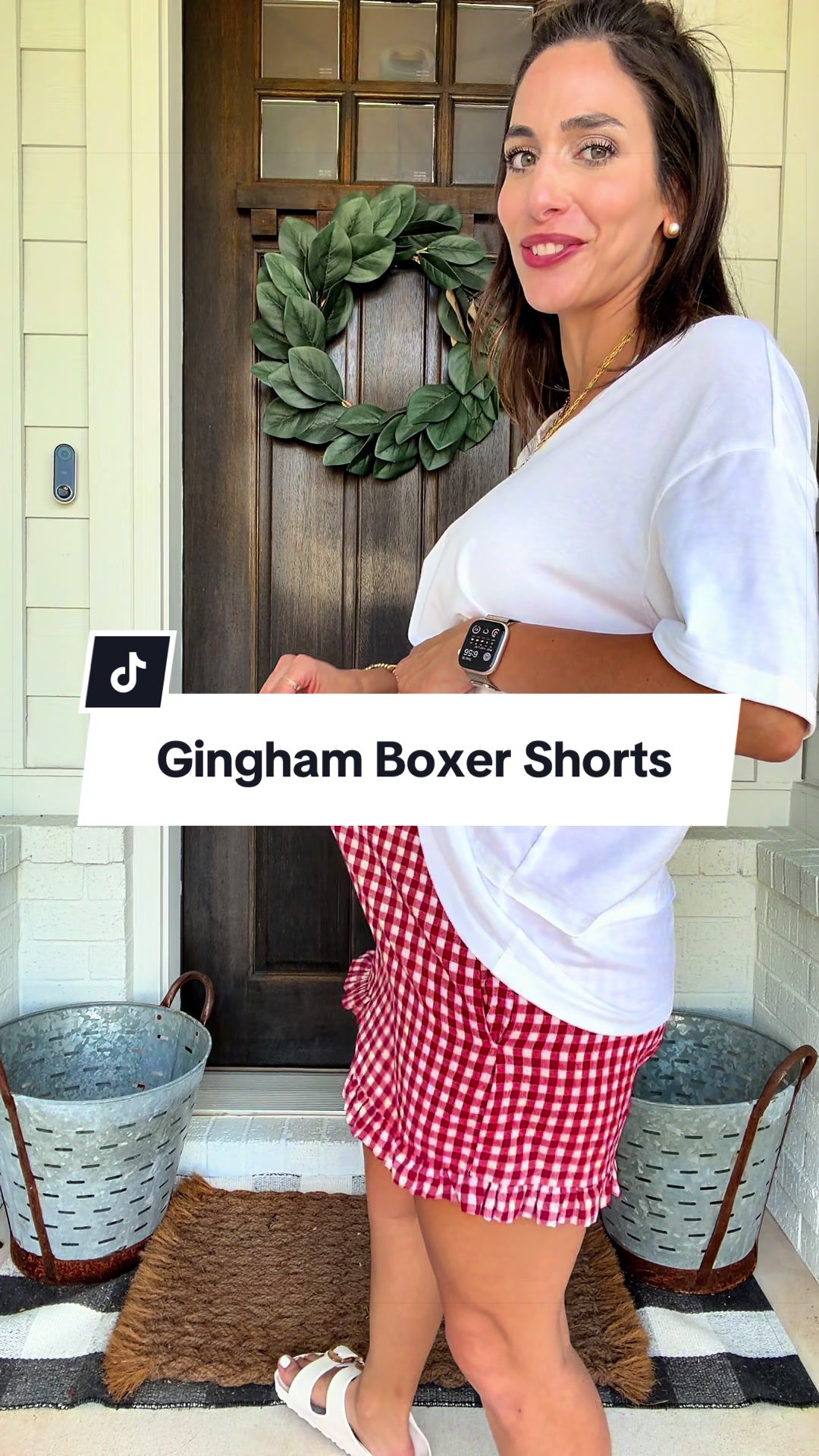 Gingham boxer shorts with cute ruffle detail!
