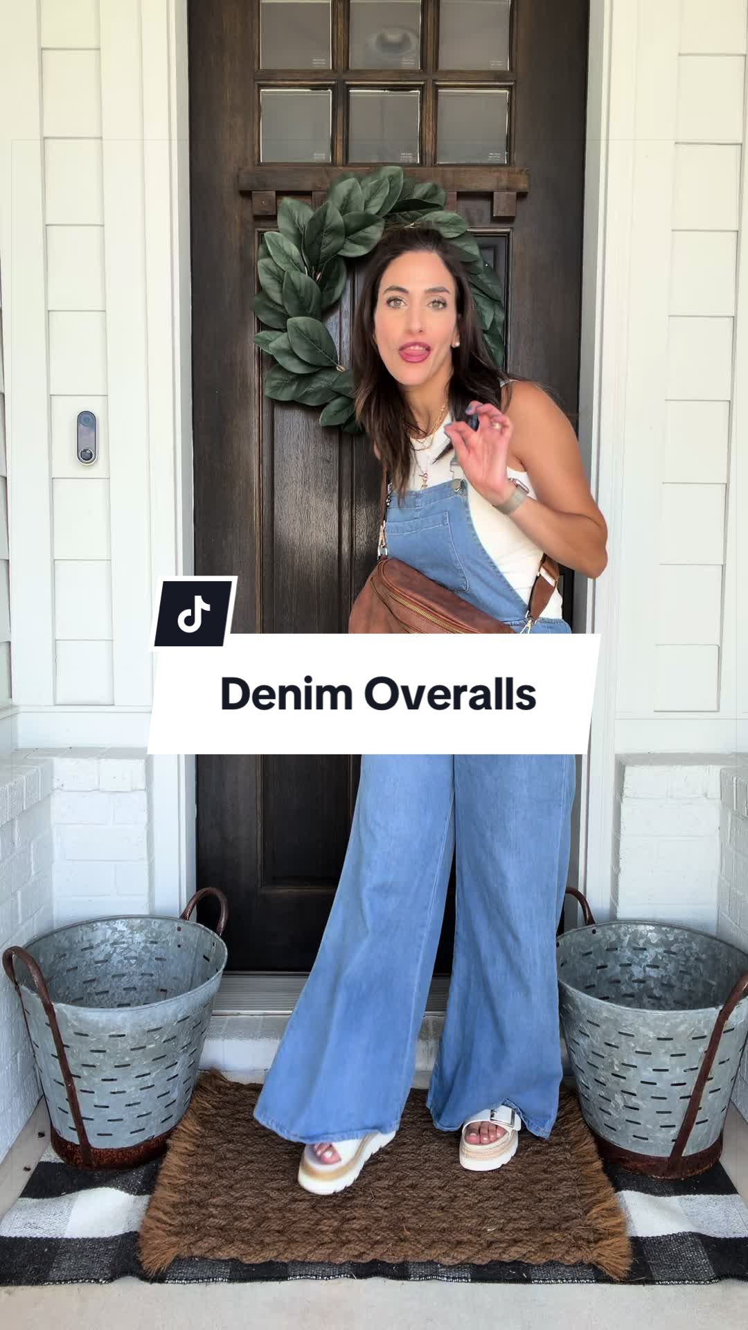 Wide leg denim overalls with pleats!