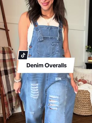 Denim overalls, distressed, adjustable