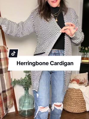 Open Front Herringbone Cardigan Sweaters | Soft Knit, Long Sleeve Cardigans, Oversized Sweater Coat with Pockets      @Sidefeel