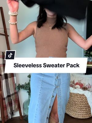 Solid mock neck sweater, Casual Sleeveless Crew Neck,