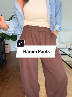 Wide Leg Pants Relaxed Harem Pants Elastic Waist with Pockets